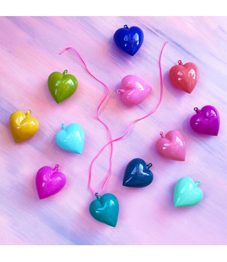 One Hundred 80 Degrees Heart Ornament Glass Assorted Colors Sold Sep., 4"