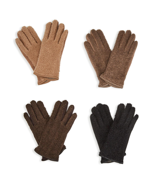 Two's Company Sherpa Look Gloves - Dark Brown