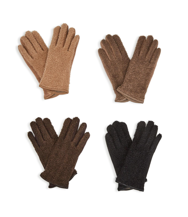 Sherpa Look Gloves - Dark Brown