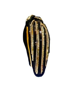50% Sequin Stripe Black and Gold Headband