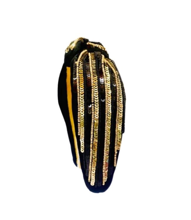 Sequin Stripe Black and Gold Headband
