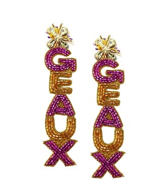 Golden Lily Geaux Earrings Purple and Gold