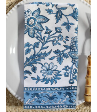 Pacific & Rose Textiles Gayatri Blue Floral Napkins Set of 4