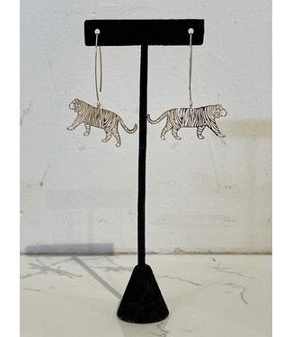 Laura McClendon Gold Tiger Drop Earrings