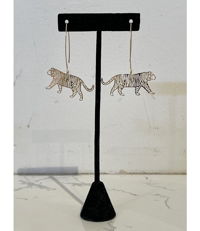 Gold Tiger Drop Earrings