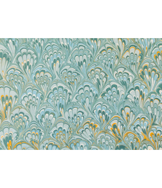 Hester and Cook Blue & Gold Peacock Marbled Placemats - 12 sheets