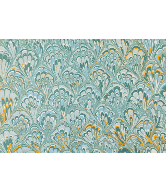 Blue & Gold Peacock Marbled Placemats - 12 sheets
