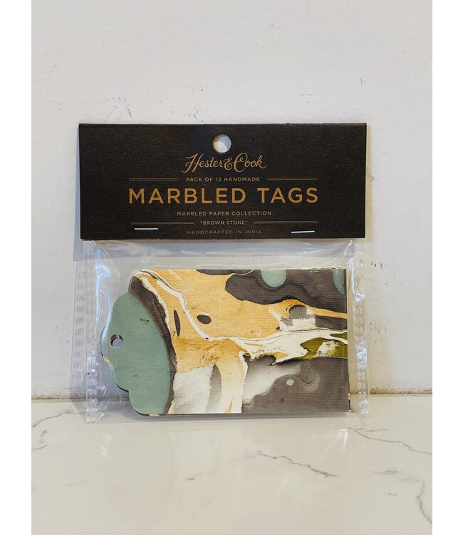 Brown Stone Marble Tags - Pack of 12