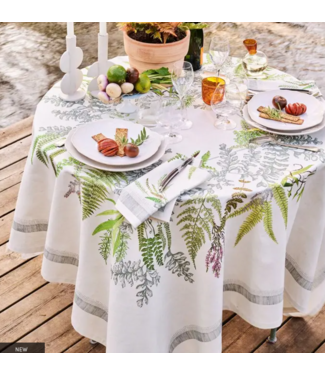 Garnier Thiebaut Bouquet De Fougeres Bouleau Tablecloth 69"x120", Cotton-Linen Blend, Stain Resistant