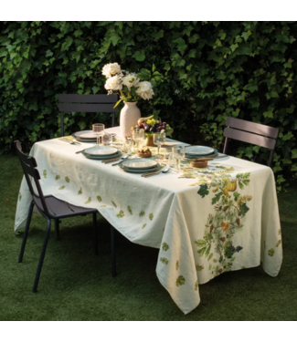 Garnier Thiebaut Mille Delices Boises Naturel Tablecloth 61"x120", 50% Linen / 50% Cotton