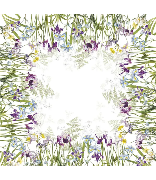 Iris D'Hiver Blanc Tablecloth 61"x102", 100% Linen