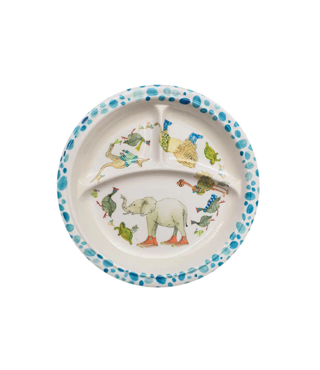 Baby Divided Plate with Animals Baby Blue
