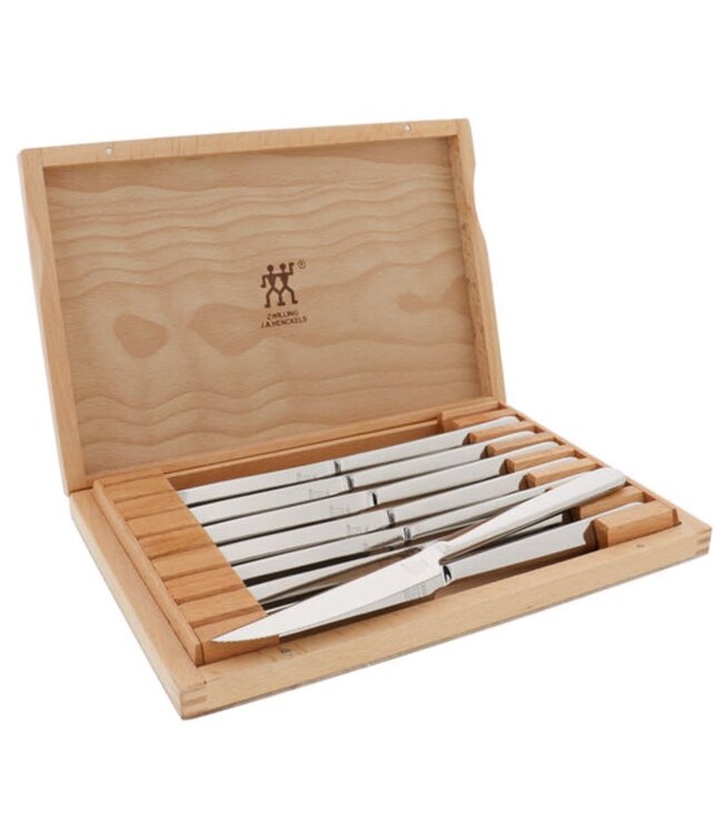 Stainless Steel Steak Knife Set with Wood Presentation Case