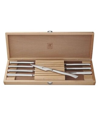 Zwilling J.A. Henckels Stainless Steel Serrated Steak Knife Set with Wood Presentation Case