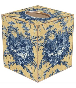 Marye-Kelley Blue and Yellow Toile Tissue Box Cover | Paper Mache