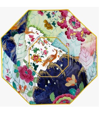 Marye-Kelley Ancient Tobacco Leaf Decoupage  Decoupage Glass Plate | 5" Octagonal