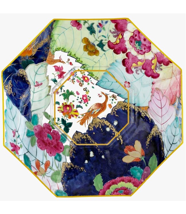 Ancient Tobacco Leaf Decoupage  Decoupage Glass Plate | 5" Octagonal