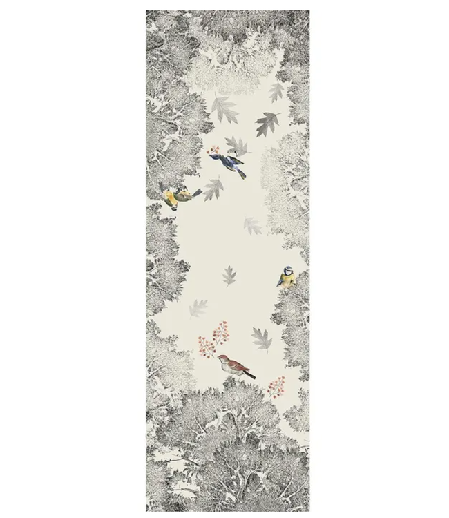 Monochrome Fusain Tablerunner, Cotton-Linen Blend 20"x61"