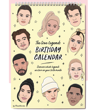 kaart Blanche Birthday Legends Calendar