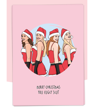 kaart Blanche Santa Girls Greeting Card