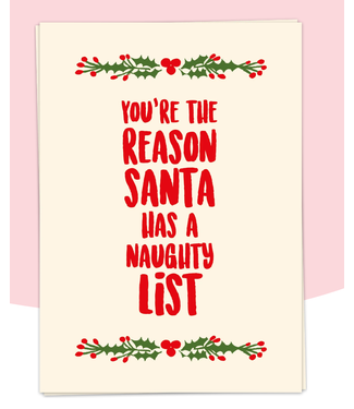 kaart Blanche Santa's Naughty List Greeting Card