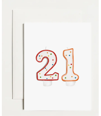 k. Patricia Designs 21 Birthday Candles Card - Red/Orange