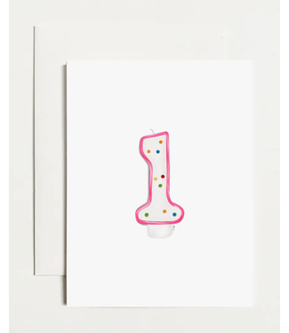 k. Patricia Designs 1 Birthday Candle Card - Pink