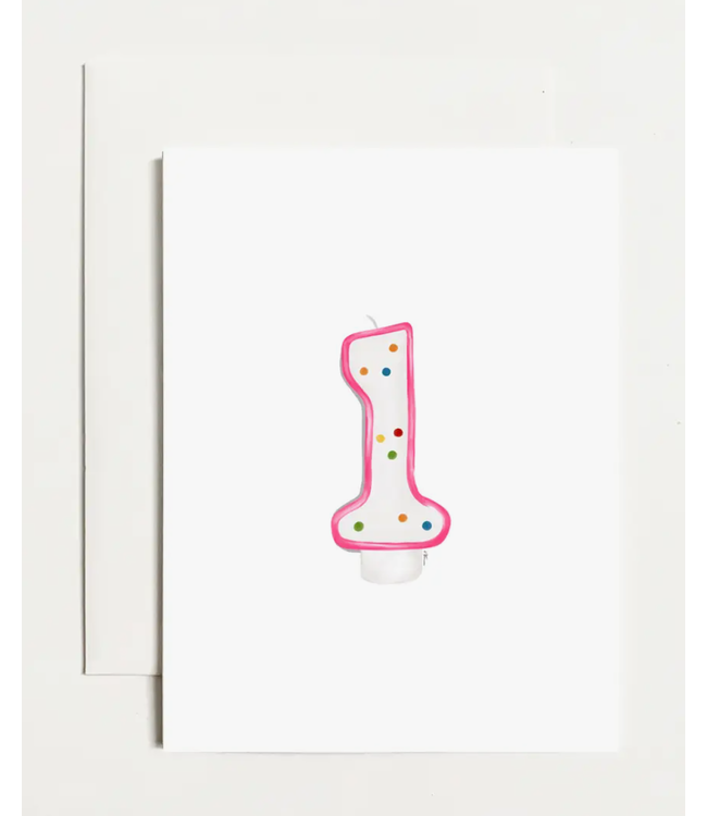 1 Birthday Candle Card - Pink