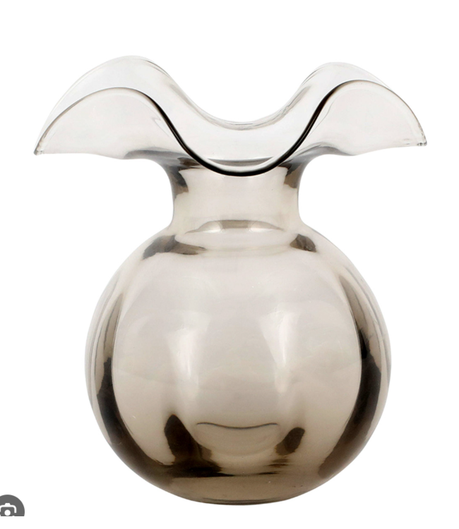 Hibiscus Glass Gray Medium Fluted Vase