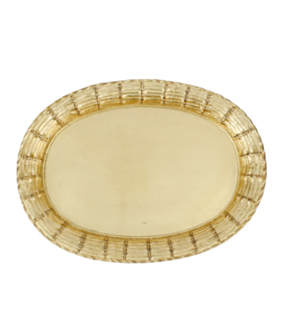 Vietri Florentine Wooden Accessories Gold Basketweave Large Oval Tray