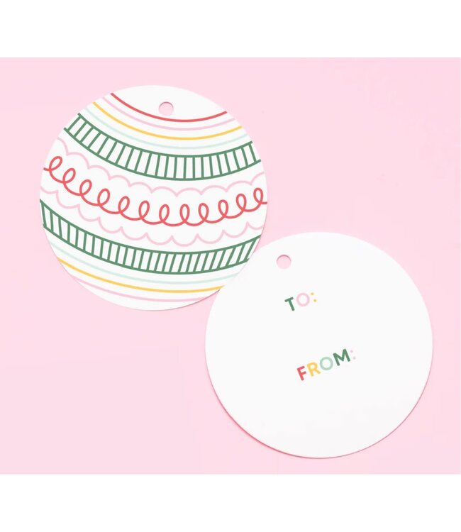 White Ornament Gift Tags Round Pack of 10