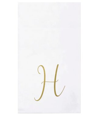 Vietri Papersoft Napkins Gold Monogram Guest Towels - H (Pack of 20)