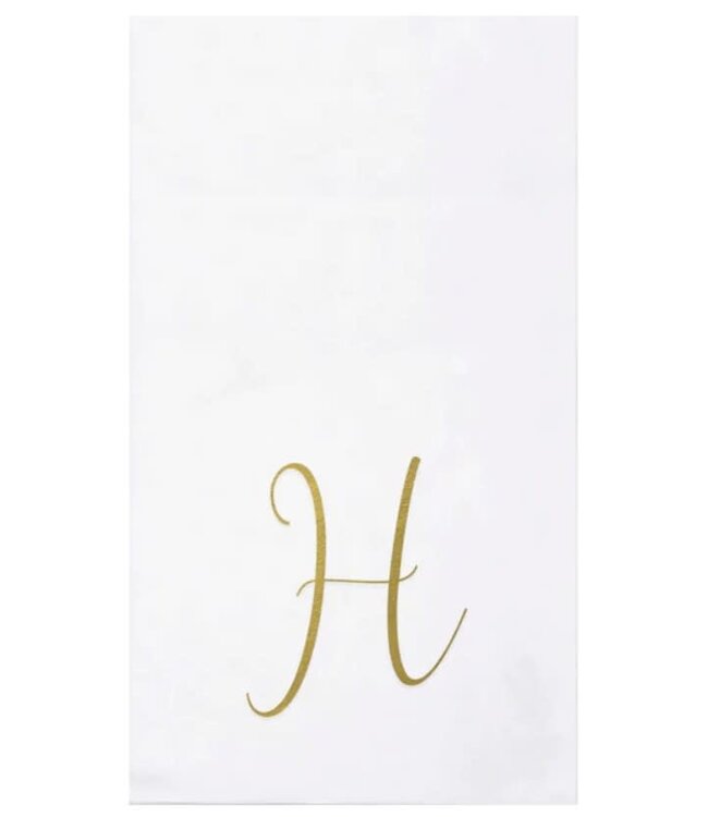Papersoft Napkins Gold Monogram Guest Towels - H (Pack of 20)