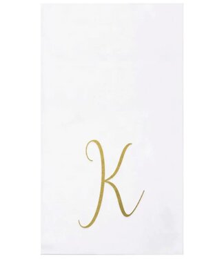 Vietri Papersoft Napkins Gold Monogram Guest Towels - K (Pack of 20)