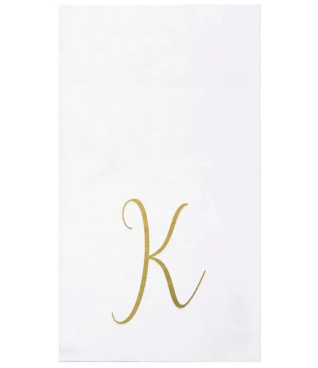 Papersoft Napkins Gold Monogram Guest Towels - K (Pack of 20)