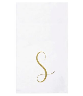 Vietri Papersoft Napkins Gold Monogram Guest Towels - S (Pack of 20)