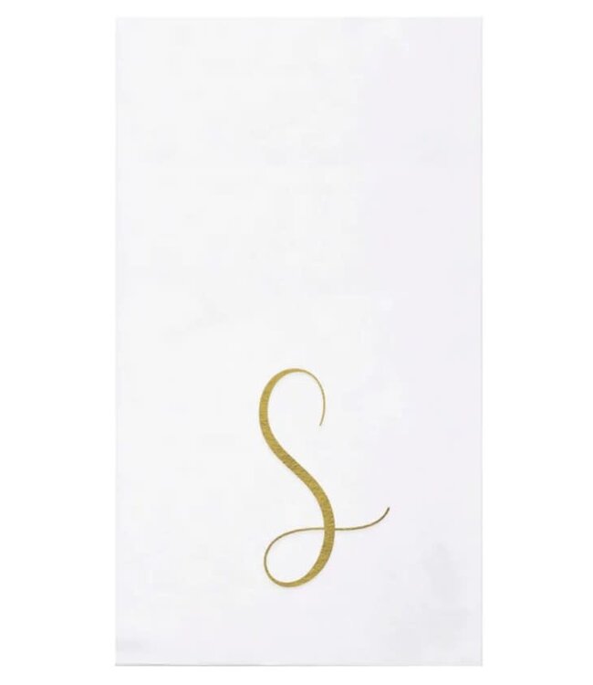 Papersoft Napkins Gold Monogram Guest Towels - S (Pack of 20)