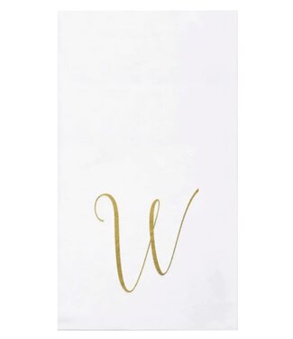 Vietri Papersoft Napkins Gold Monogram Guest Towels - W (Pack of 20)