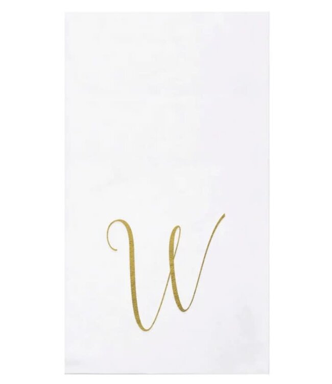 Papersoft Napkins Gold Monogram Guest Towels - W (Pack of 20)