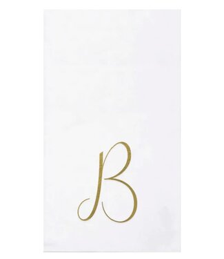 Vietri Papersoft Napkins Gold Monogram Guest Towels - B (Pack of 20)
