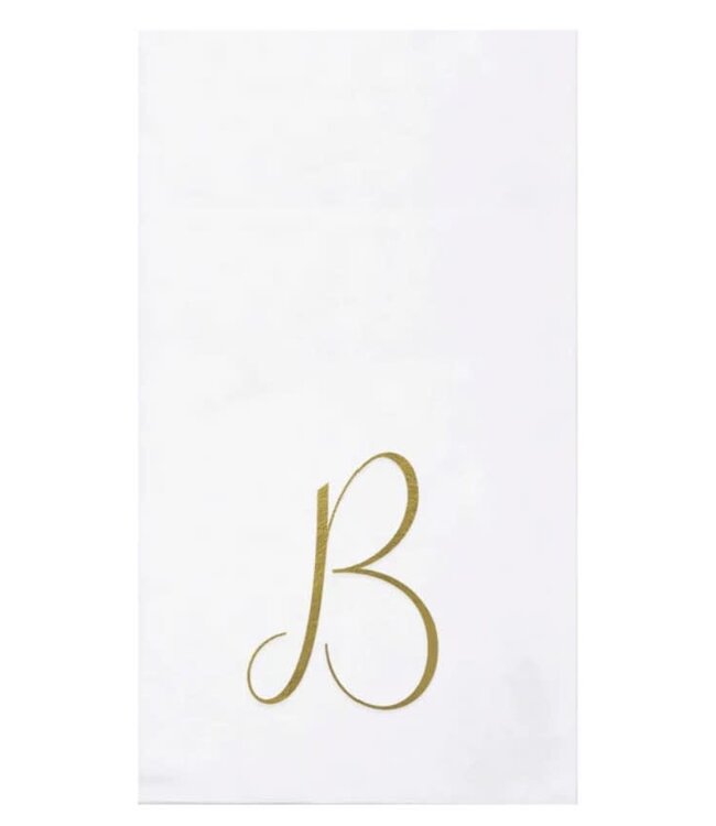 Papersoft Napkins Gold Monogram Guest Towels - B (Pack of 20)