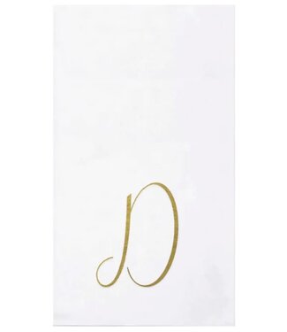 Vietri Papersoft Napkins Gold Monogram Guest Towels - D (Pack of 20)