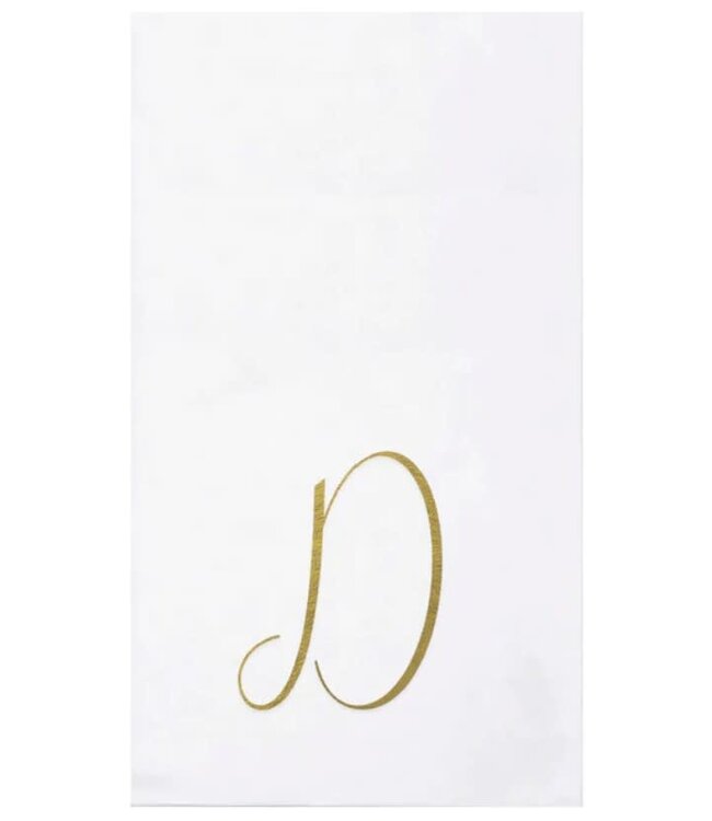 Papersoft Napkins Gold Monogram Guest Towels - D (Pack of 20)