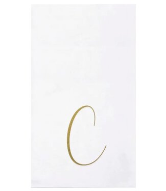 Vietri Papersoft Napkins Gold Monogram Guest Towels - C (Pack of 20)