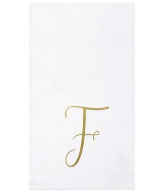 Vietri Papersoft Napkins Gold Monogram Guest Towels - F (Pack of 20)