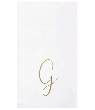 Vietri Papersoft Napkins Gold Monogram Guest Towels - G (Pack of 20)