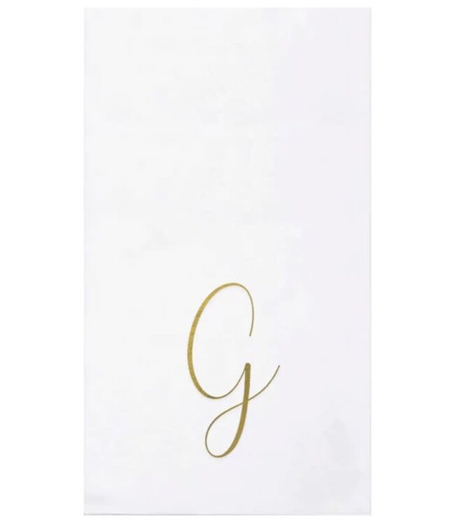Papersoft Napkins Gold Monogram Guest Towels - G (Pack of 20)