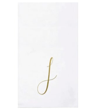 Vietri Papersoft Napkins Gold Monogram Guest Towels - J (Pack of 20)