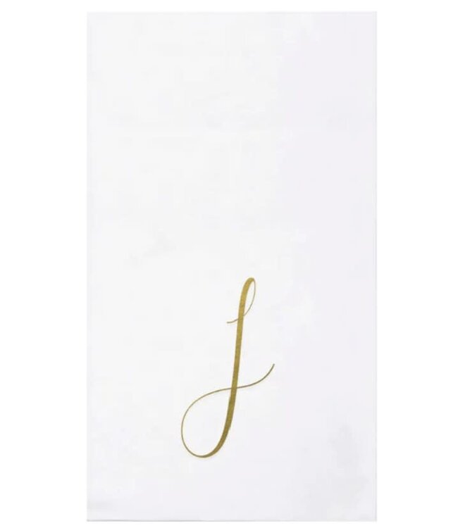 Papersoft Napkins Gold Monogram Guest Towels - J (Pack of 20)