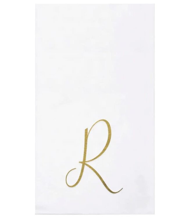 Papersoft Napkins Gold Monogram Guest Towels - R (Pack of 20)